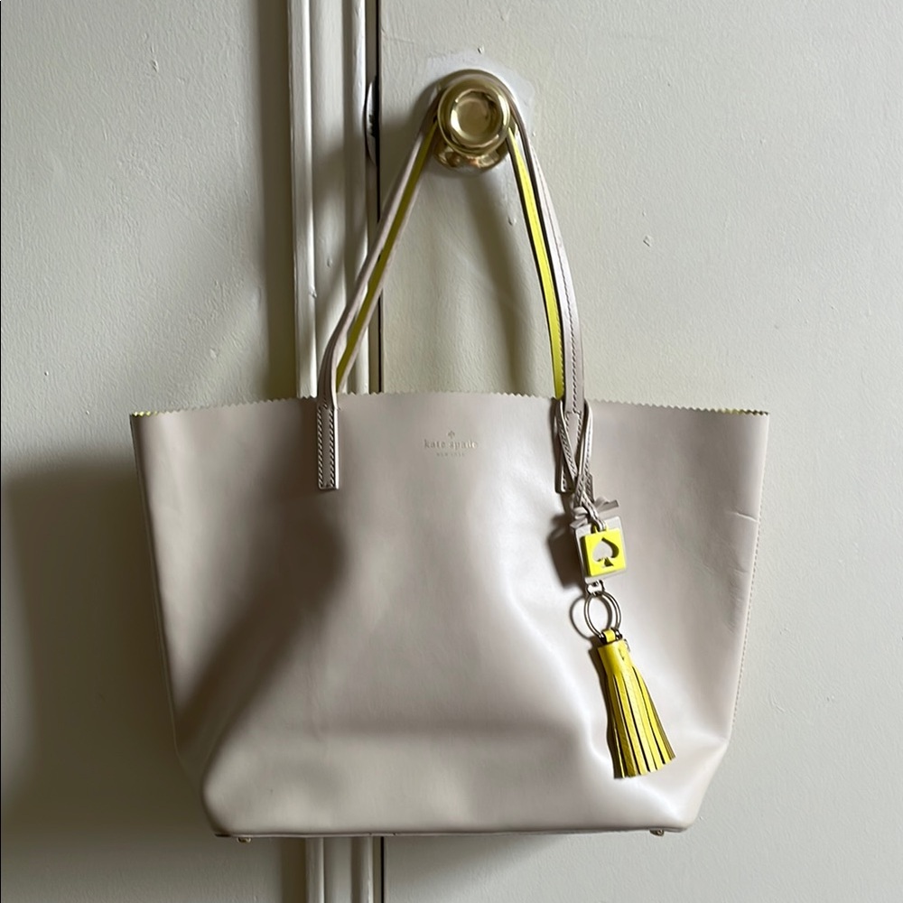 Kate Spade Cream and Yellow Tote Bag